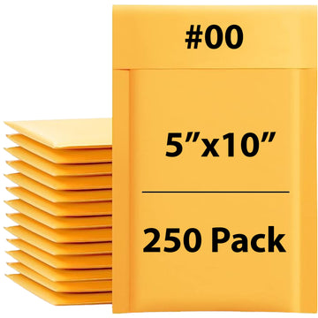 #00 Kraft bubble mailers 5"x10" 250 Pack